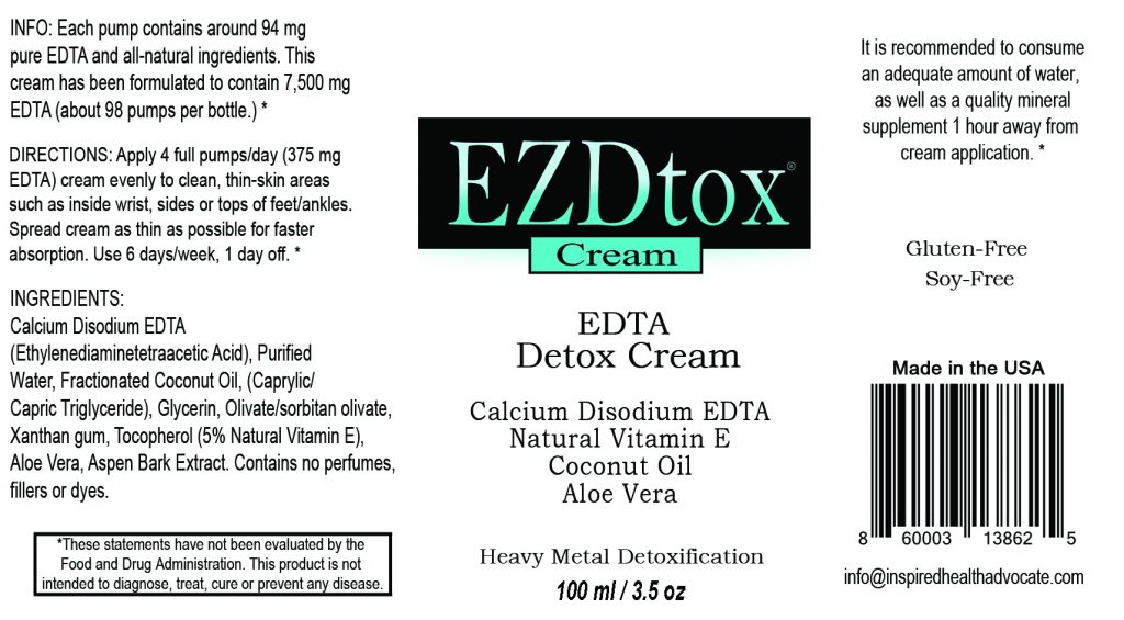 EZDtox Cream Heavy Metal EDTA Detox 1 month supply 3.5oz Pump